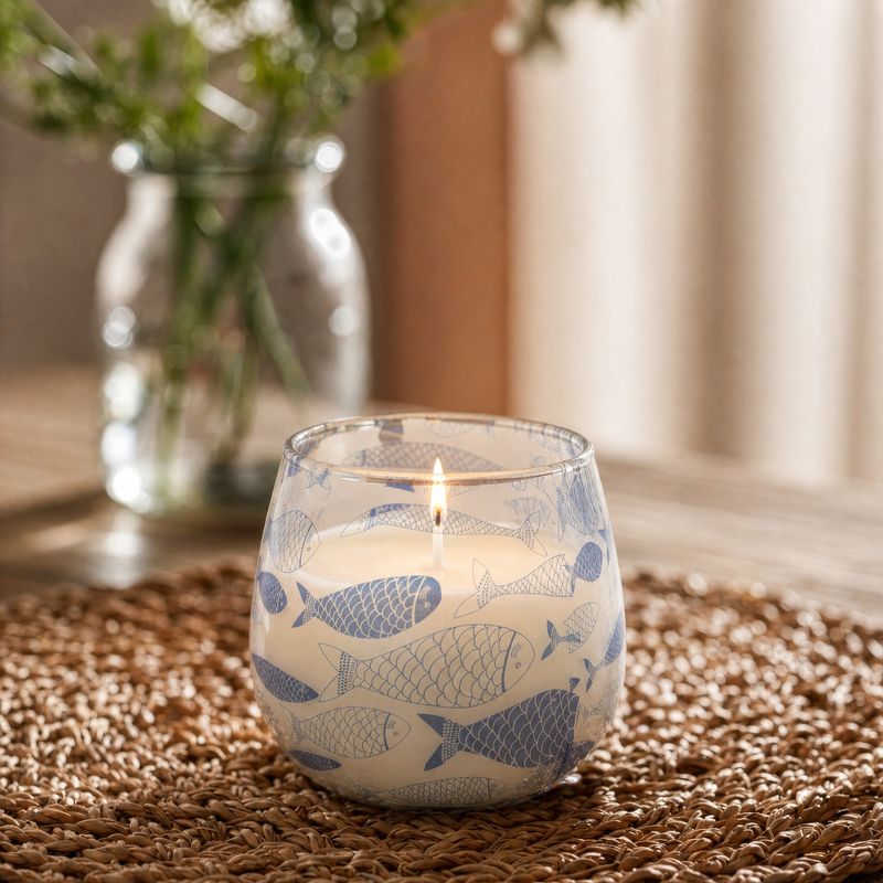 Bougie en Verre Motif Poissons – Petit Modèle