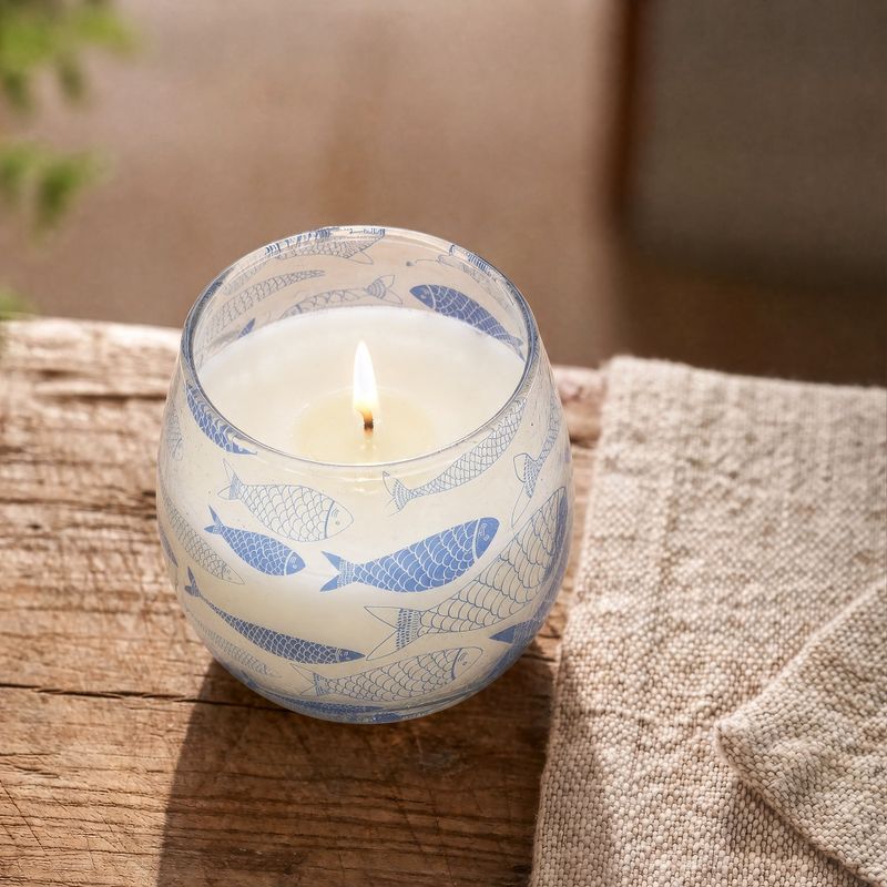 Bougie en Verre Motif Poissons – Petit Modèle