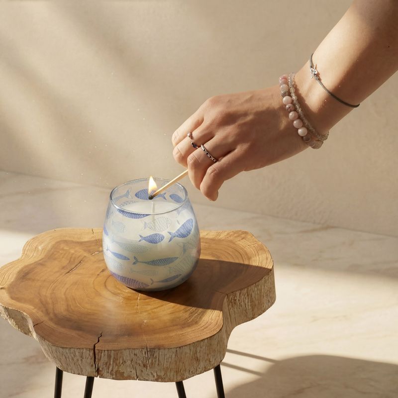 Bougie en Verre Motif Poissons – Petit Modèle