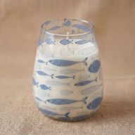Bougie en Verre Motif Poissons – Grand Modèle