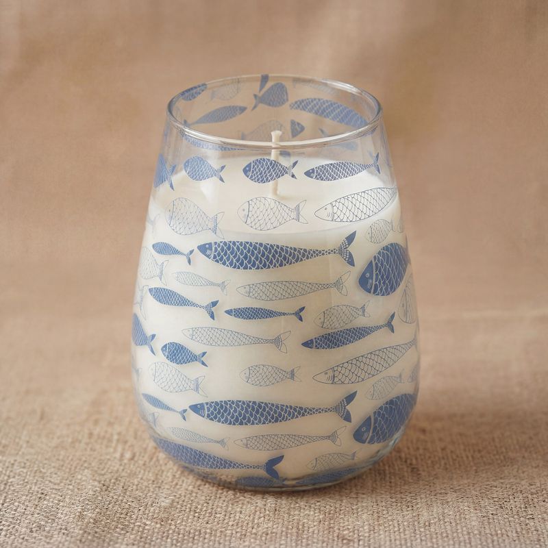 Bougie en Verre Motif Poissons – Grand Modèle