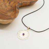 Pendentifs dévotionnels indiens - Plaqué argent (cordon de 45 cm) - Améthyste Sun Worship