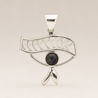 Pendentifs dévotionnels indiens - Plaqué argent (cordon de 45 cm) - Œil de Cléopâtre - iolite