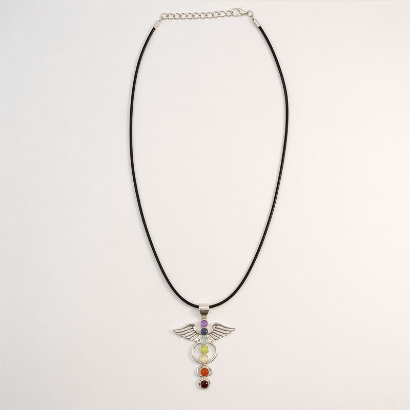 Pendentifs dévotionnels indiens - plaqué argent (cordon de 45 cm) - Chakra angélique