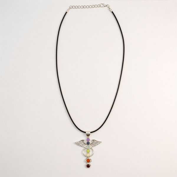 Pendentifs dévotionnels indiens - plaqué argent (cordon de 45 cm) - Chakra angélique