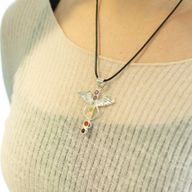 Pendentifs dévotionnels indiens - plaqué argent (cordon de 45 cm) - Chakra angélique