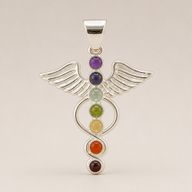 Pendentifs dévotionnels indiens - plaqué argent (cordon de 45 cm) - Chakra angélique