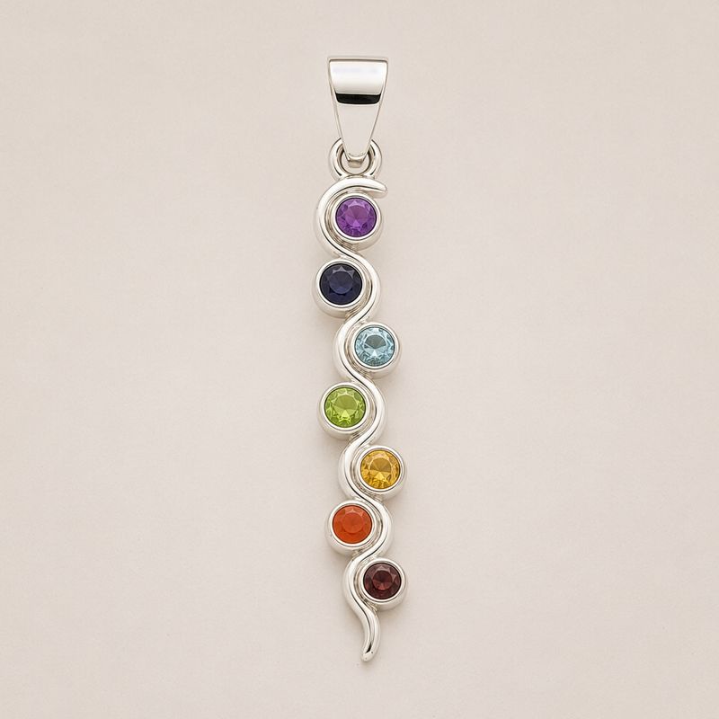Pendentifs dévotionnels indiens - Plaqué argent (cordon de 45 cm) - Chakra du serpent