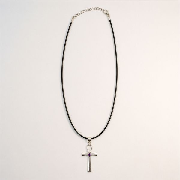 Pendentifs dévotionnels indiens - Plaqué argent (cordon de 45 cm) - Symbole Ankh de la vie éternelle