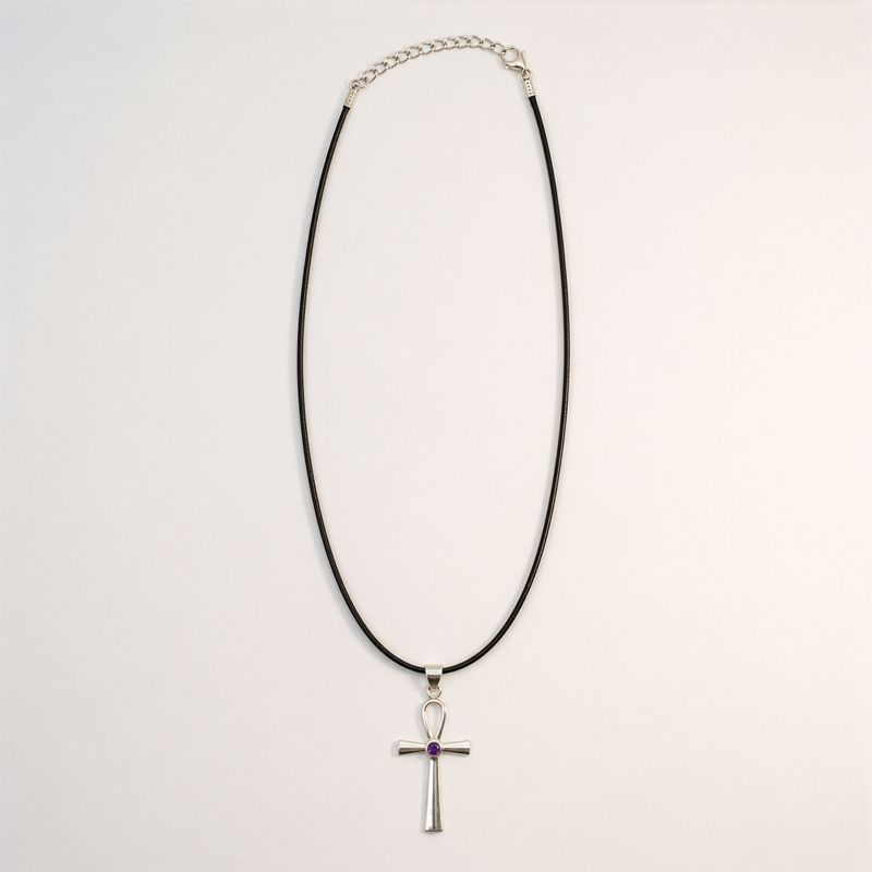 Pendentifs dévotionnels indiens - Plaqué argent (cordon de 45 cm) - Symbole Ankh de la vie éternelle
