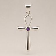 Pendentifs dévotionnels indiens - Plaqué argent (cordon de 45 cm) - Symbole Ankh de la vie éternelle