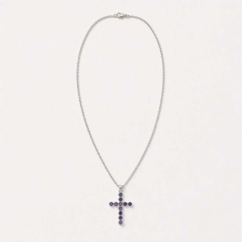 Pendentifs dévotionnels indiens - Plaqué argent (chaîne de 45 cm) - Crucifix Ionite