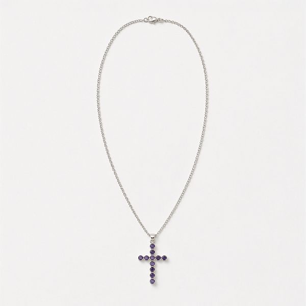 Pendentifs dévotionnels indiens - Plaqué argent (chaîne de 45 cm) - Crucifix Ionite
