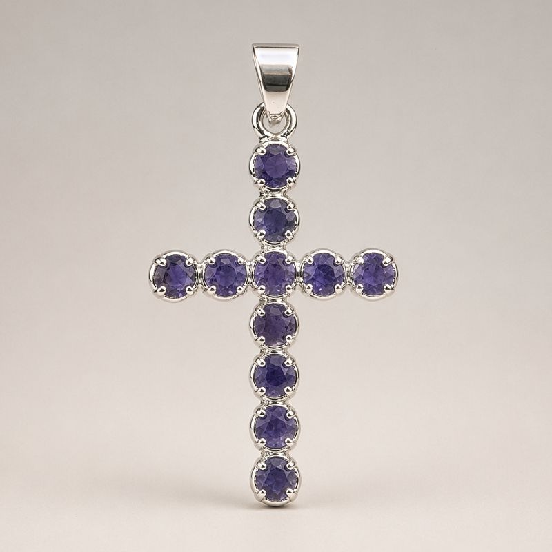 Pendentifs dévotionnels indiens - Plaqué argent (chaîne de 45 cm) - Crucifix Ionite