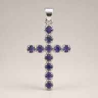 Pendentifs dévotionnels indiens - Plaqué argent (chaîne de 45 cm) - Crucifix Ionite