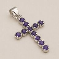 Pendentifs dévotionnels indiens - Plaqué argent (chaîne de 45 cm) - Crucifix Ionite
