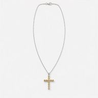 Pendentifs dévotionnels indiens - Plaqué argent (chaîne de 45 cm) - Croix en citrine