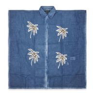 Nomad Sari Collection Sur la Méditerranée - kaftan - Bleu avec décor de palmiers dorés et blancs