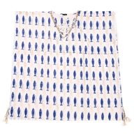 Nomad Sari On the Med Collection - Kaftan - Motif poissons blancs et bleus audacieux
