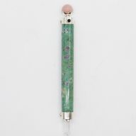 Bâton Cœur Verdoyant - Rubis-Fuchsite et quartz rose, boule de cristal au sommet - 23 cm