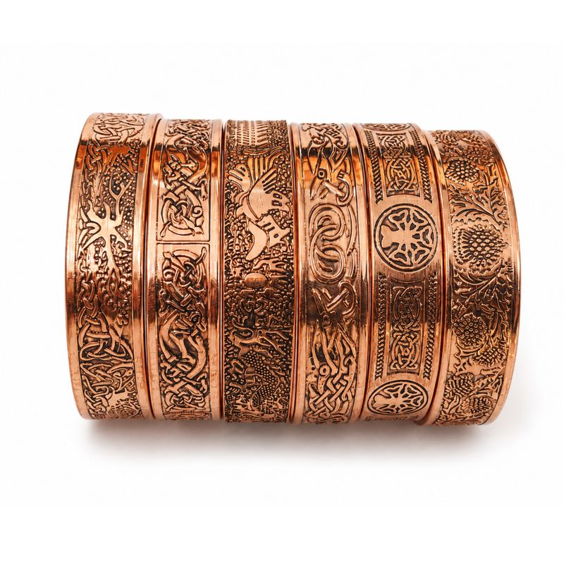 Bracelets Style Médiéval en Cuivre Massif – Gravures Affirmations Assorties