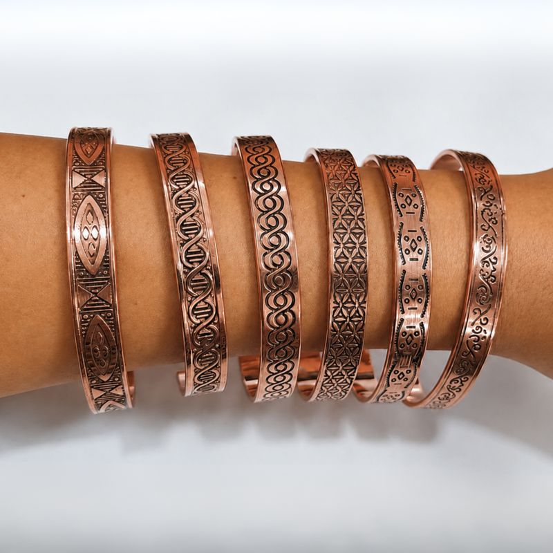 Bracelets en Cuivre Massif - Énergie Nomade - Gravures Assorties