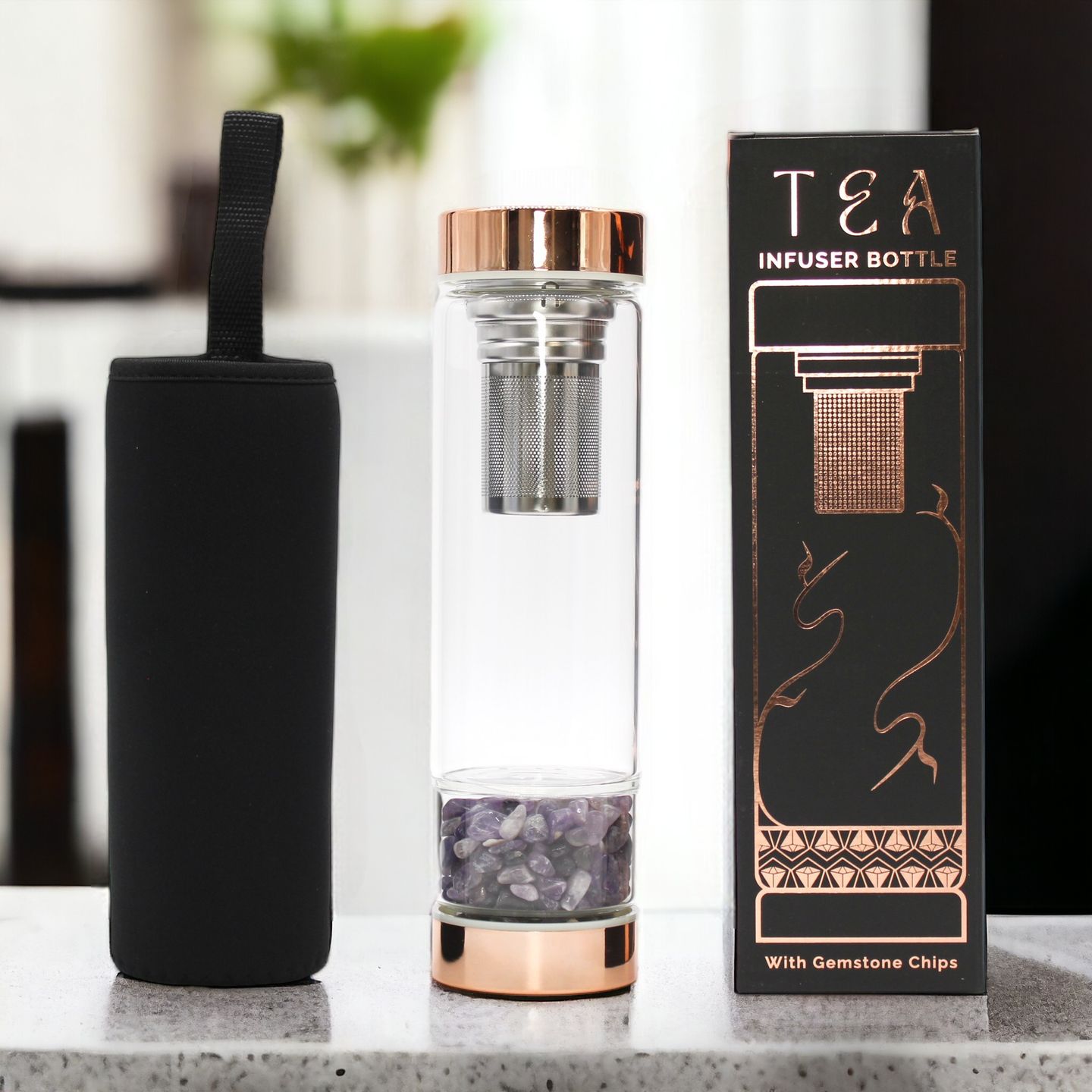 Bouteilles Infuseurs à Thé en Verre avec Cristaux