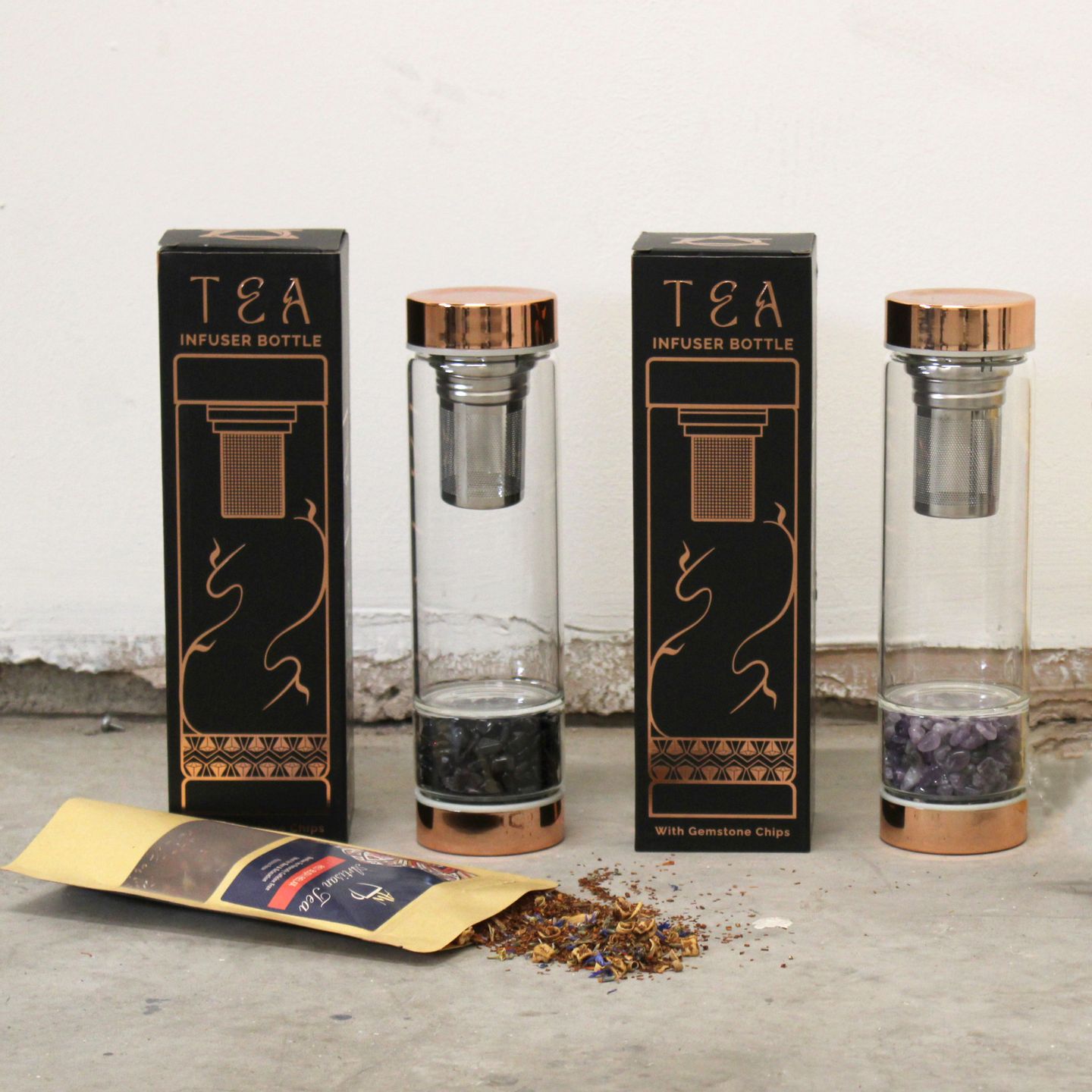Bouteilles Infuseurs à Thé en Verre avec Cristaux