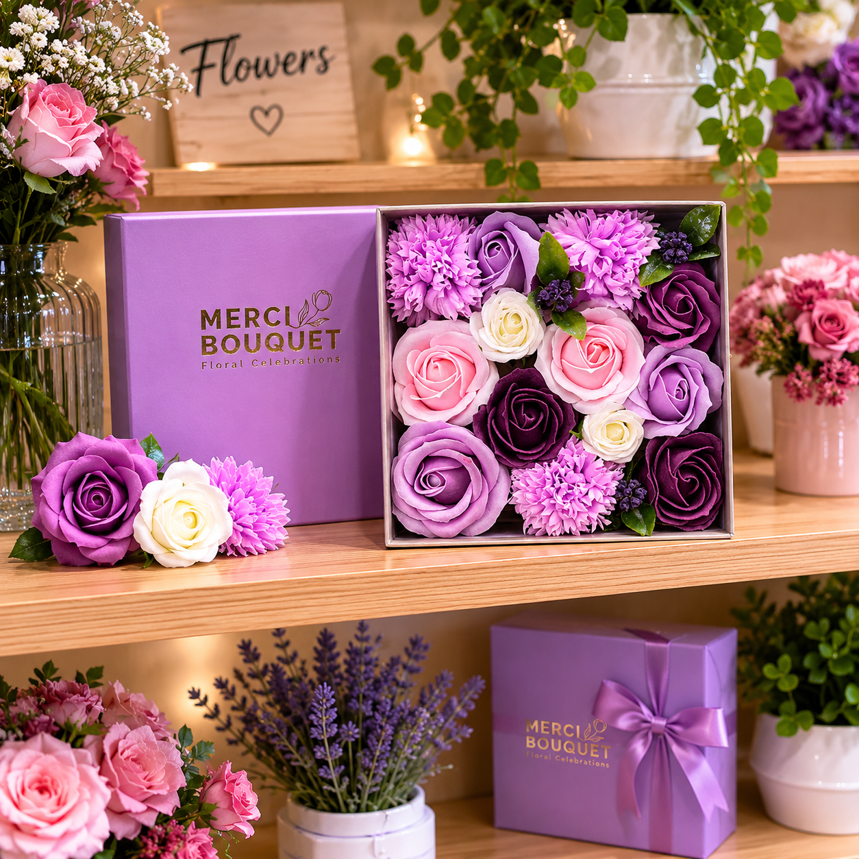 Boîtes Cadeaux de Fleurs de Savon de Célébration