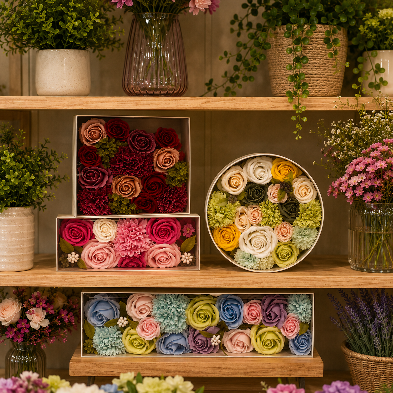 Boîtes Cadeaux de Fleurs de Savon de Célébration