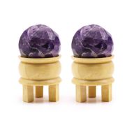 Boule de Guérison à Facettes avec Gemmes et Support - Quartz Rose