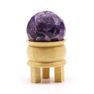 Boule de Guérison à Facettes avec Gemmes et Support - Quartz Rose