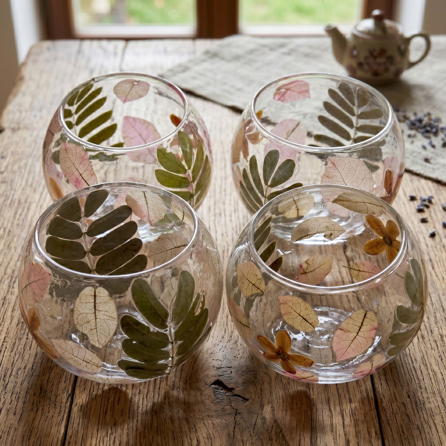 Bougeoirs en Verre Floraux