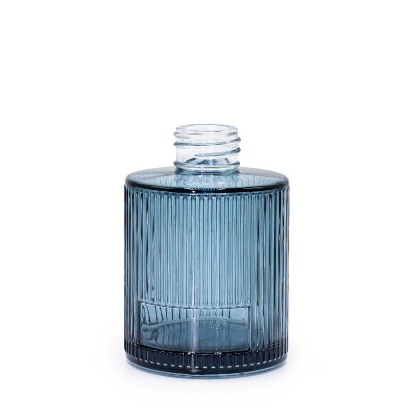 Bouteille de diffuseur de parfum 150ml ronde nervurée (col 28mm) - Bleu fumé