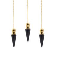 Le Secret de la Vérité – Pendule à Compartiment Secret – Agate Noire – Plaqué Or