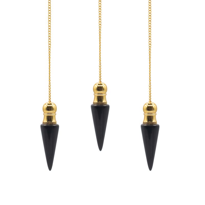 Le Secret de la Vérité – Pendule à Compartiment Secret – Agate Noire – Plaqué Or