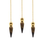 Le Secret de la Vérité – Pendule à Compartiment Secret – Œil de Tigre – Plaqué Or