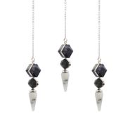 Le Portail Psychique – Pendule Triple – Fluorite Multicolore, Labradorite & Pierre de Lune Arc-en-ciel