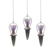 Le Marcheur des Voiles – Pendule Ange Double – Bande Chakra – Labradorite & Améthyste