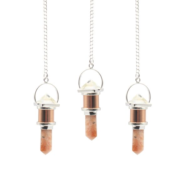 La Chambre Lunaire – Pendule Combiné en Cuivre – Cristal de Roche & Pierre de Soleil