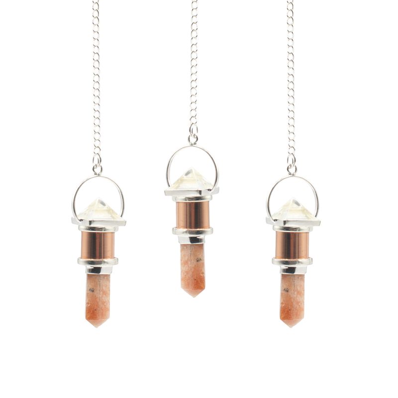 La Chambre Lunaire – Pendule Combiné en Cuivre – Cristal de Roche & Pierre de Soleil