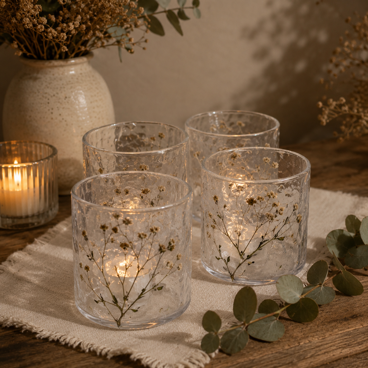 Bougeoirs en Verre Floraux