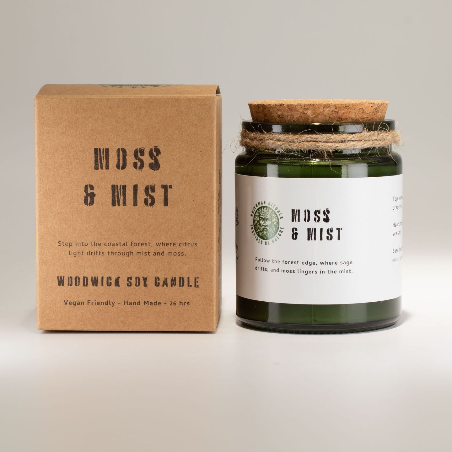 Bougies en cire de soja Greenman Mèche Bois