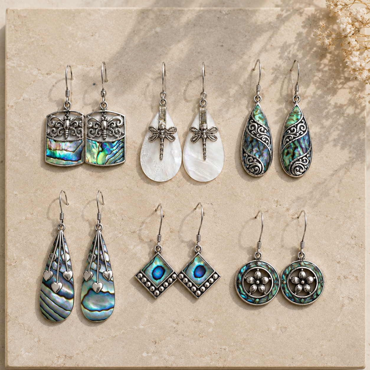 Boucles d'Oreilles en Coquillage & Argent 925