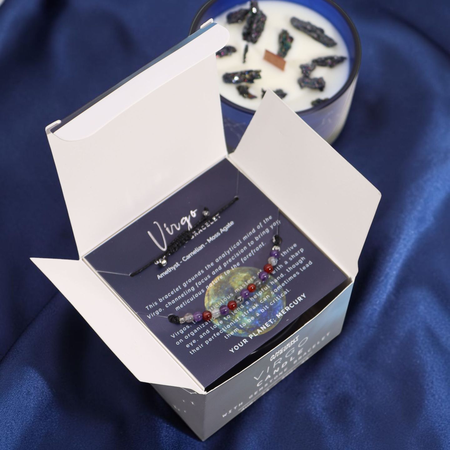 Bougies Cristal du Zodiaque avec Bracelet & Cristaux