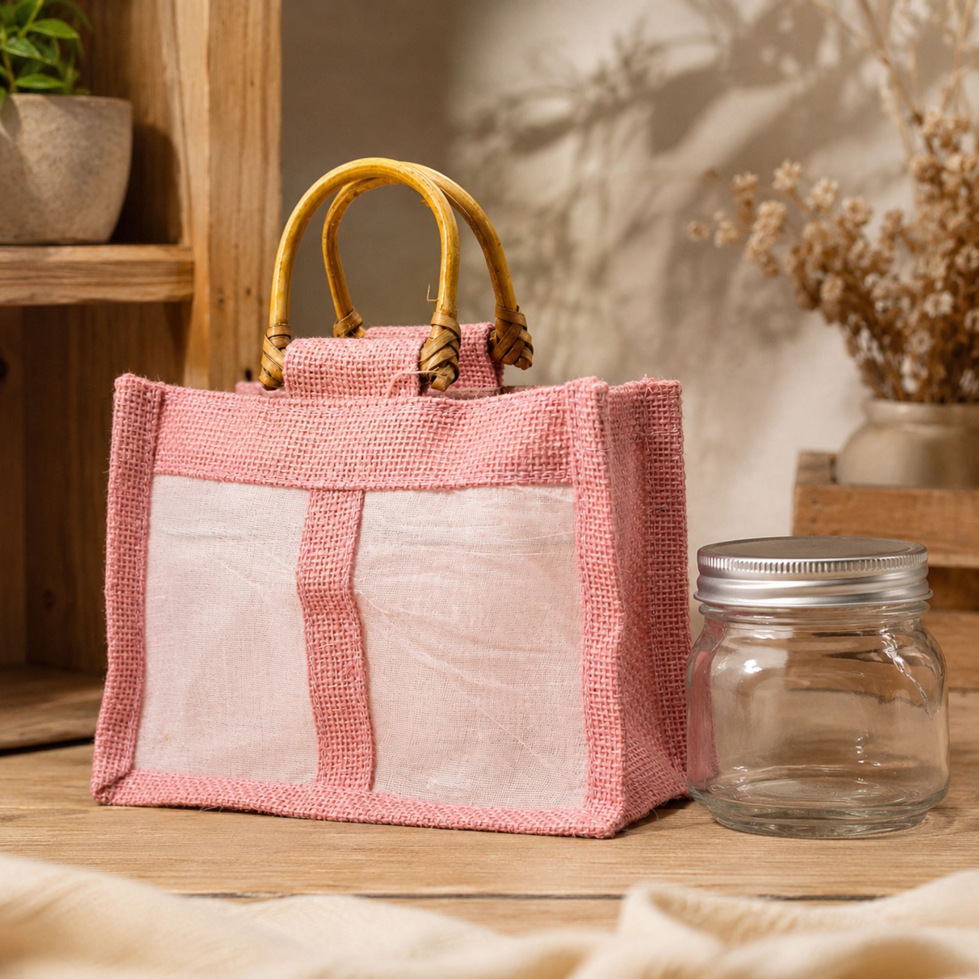 Paniers en Jute et Coton avec Fenêtres