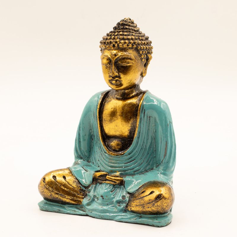 Bouddha bleu-vert et doré - Moyen