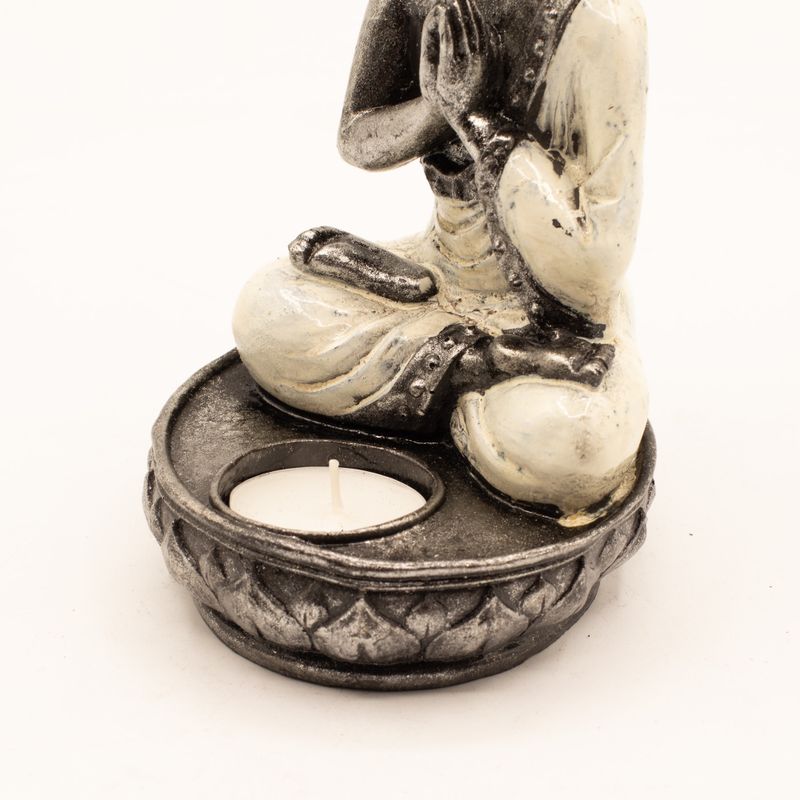 Porte-bougie Bouddha - Blanc - Moyen