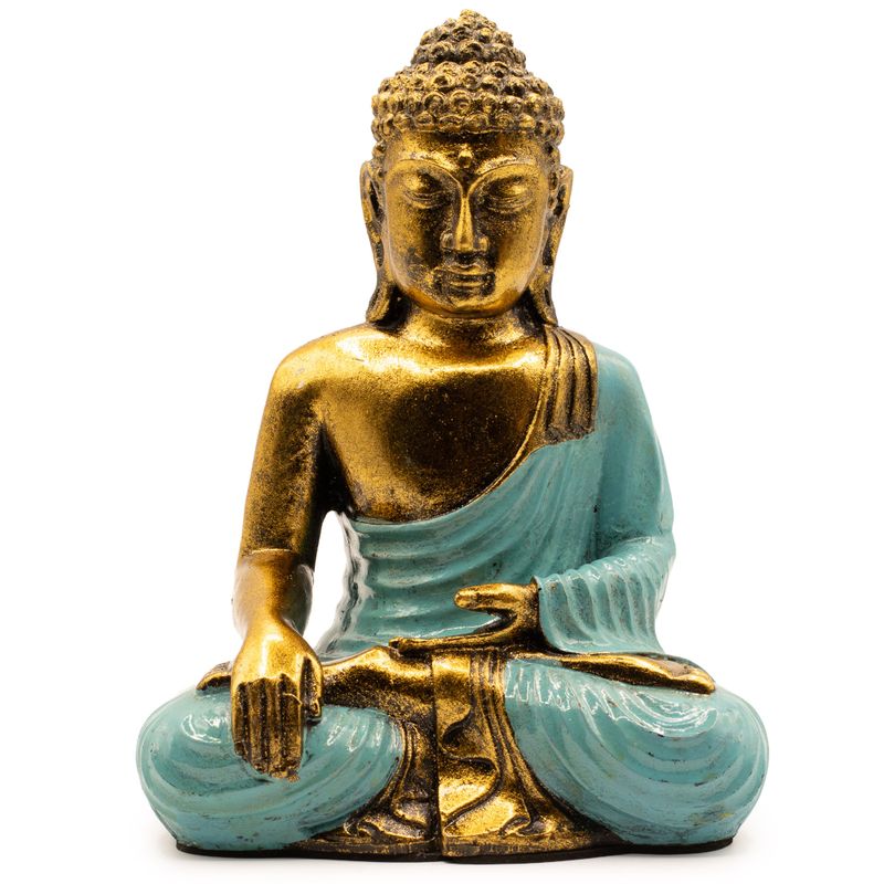 Bouddha bleu sarcelle et doré - Grand