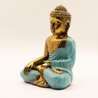 Bouddha bleu sarcelle et doré - Grand
